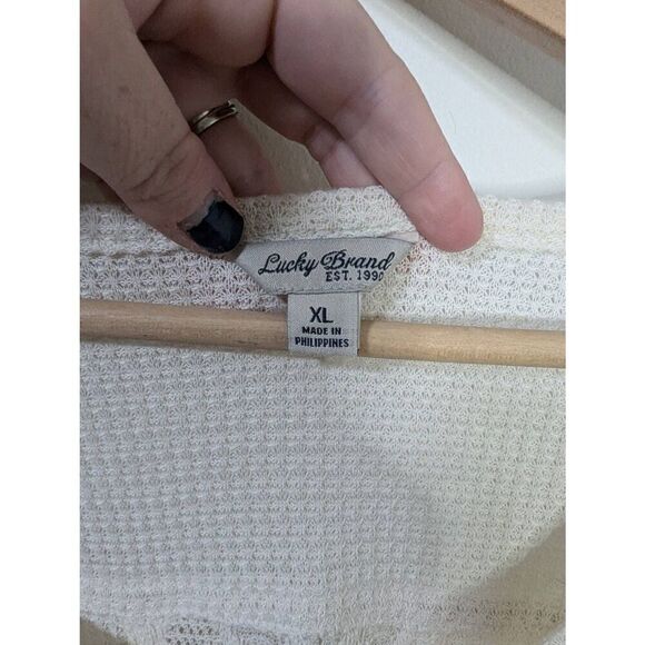 Lucky Brand Long sleeved Ivory Waffle Knit Textured Top - Size XL - Picture 4 of 5